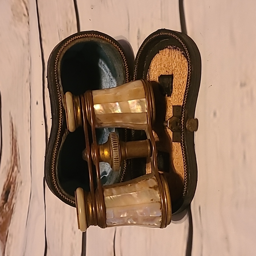 Antique Mother of Pearl Opera Glasses with Case